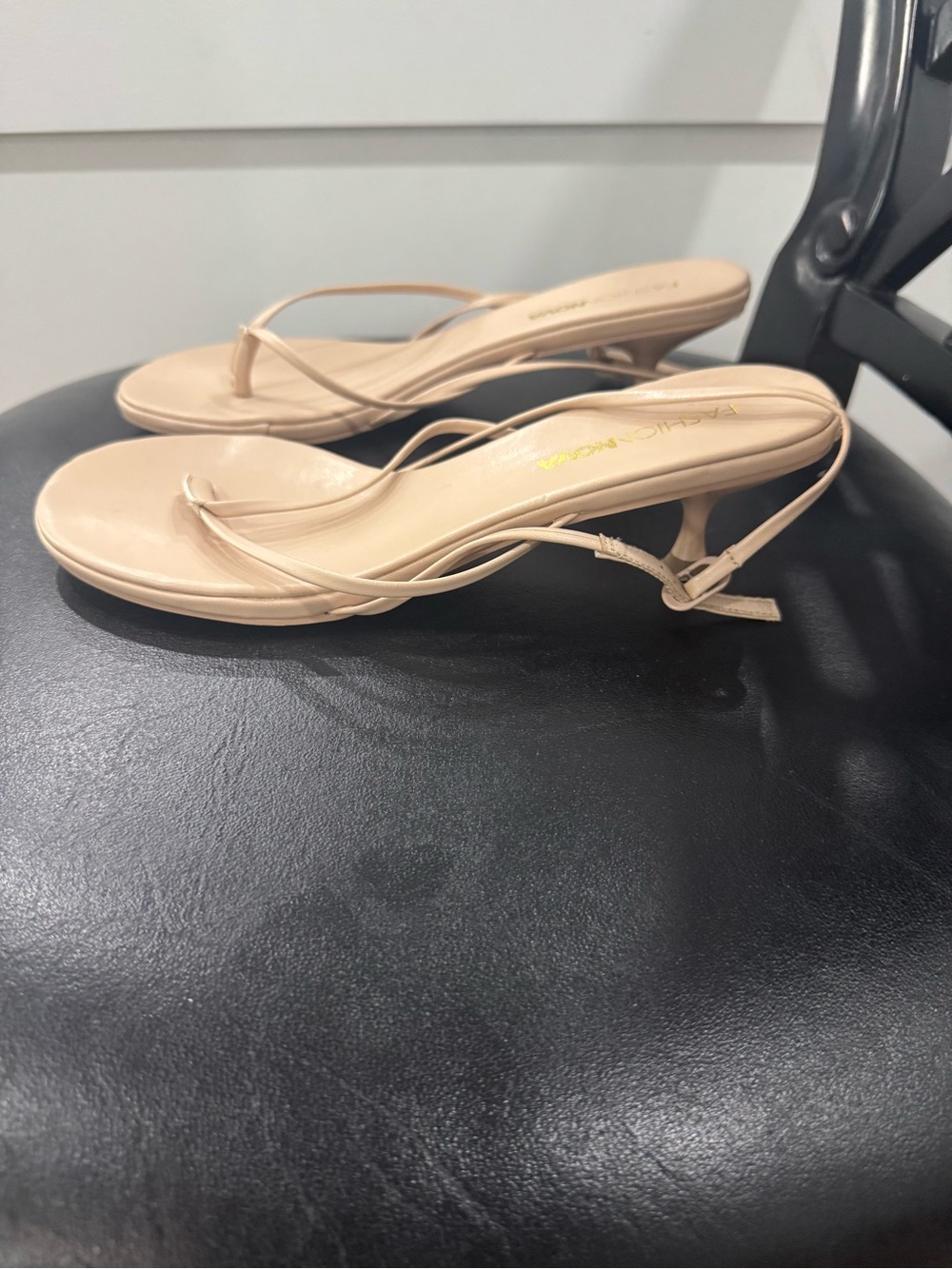 Fashion Nova Strappy Nude Heeled Sandals - Women's Elegant Slip-On size 7